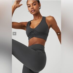 Alo Yoga Wild Thing Bra and High-Waist Airbrush Legging Set in Anthracite Grey